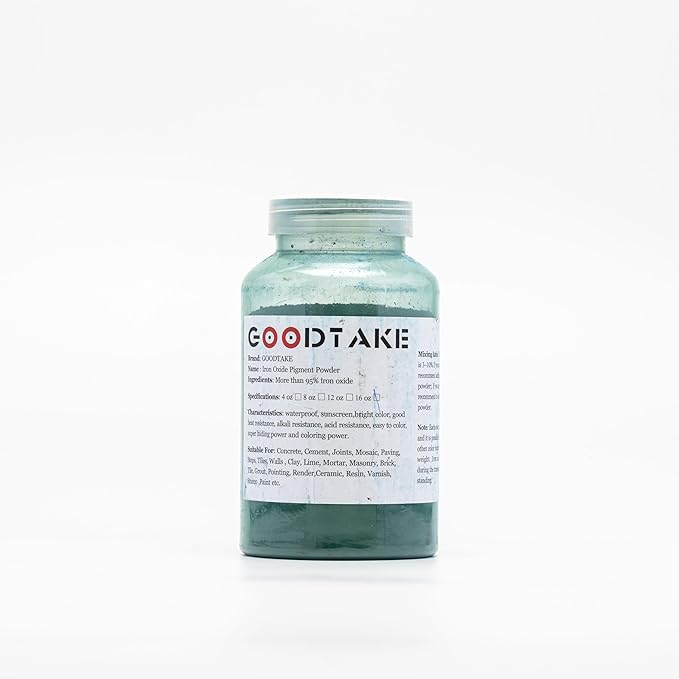 GOODTAKE Concrete Pigment, Green Iron Oxide Pigment Powder, Concrete Cement Dye Color Pigment for Pastel Tile Paint Concrete Cement Mortar Grout (Green, 12 oz)