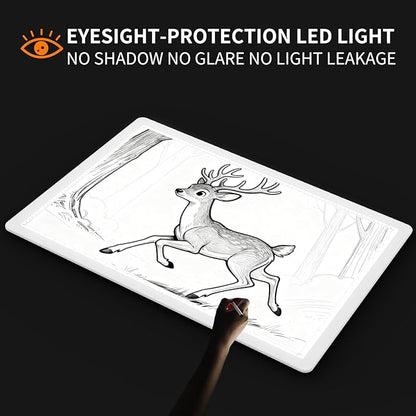 TOHETO Rechargeable Magnetic A2 Light Board 25.2''x18.4'', Large Diamond Painting Light Pad with Side Buttons, 3 Light Colors Light Box for Tracing and Drawing, Dimming LED Light Table for Sketching