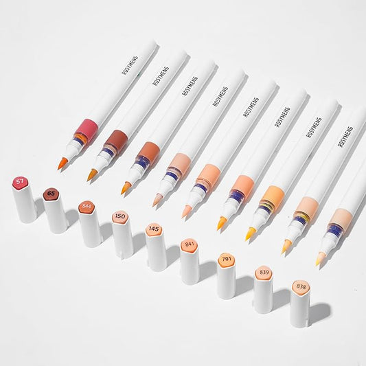 ROSYMENG 9 Color Acrylic Paint Pens,Quick-Drying Waterproof Acrylic Paint Markers, Soft Brush Tip Acrylic Markers for Canvas, Rock Painting, Wood, Stone, Glass, Ceramic, Fabric Painting, DIY Crafts