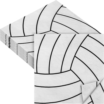Aodaer 48 Count Volleyball-Themed Paper Napkins, 13 x 13 Inches Unfolded, 2-Ply Disposable Party Napkins for Volleyball Sports Party Supplies