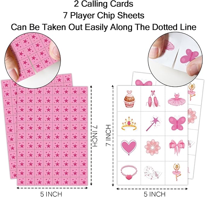 Ballerina Party Bingo Game Cards(24 Players), Ballet Dance Themed Bingo Card for Family Friend Adult, Large Group Holiday Party Activity Favor Decoration Supplies -003