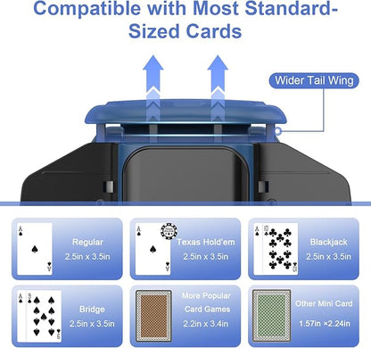 BEE&FLOWER Card Shuffler 2600mAh Rechargeable Auto-Stop Automatic Card Shuffler Low Noise Fits 1-2 Decks Compatible with Poker, UNO, Blackjack, Phase 10