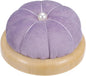 HARFINGTON Wooden Base Pin Cushion Japanese Style Cute Needle Holder Pincushions Round for Sewing Quilting Needlework DIY Crafts, Light Purple