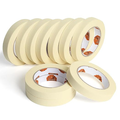 TAPEBEAR General Purpose Masking Tape 0.7 Inches x 60 Yards, Beige White Painters Tape for Painting, Labeling, DIY Arts Crafts, Home Office School Projects, 10 Rolls
