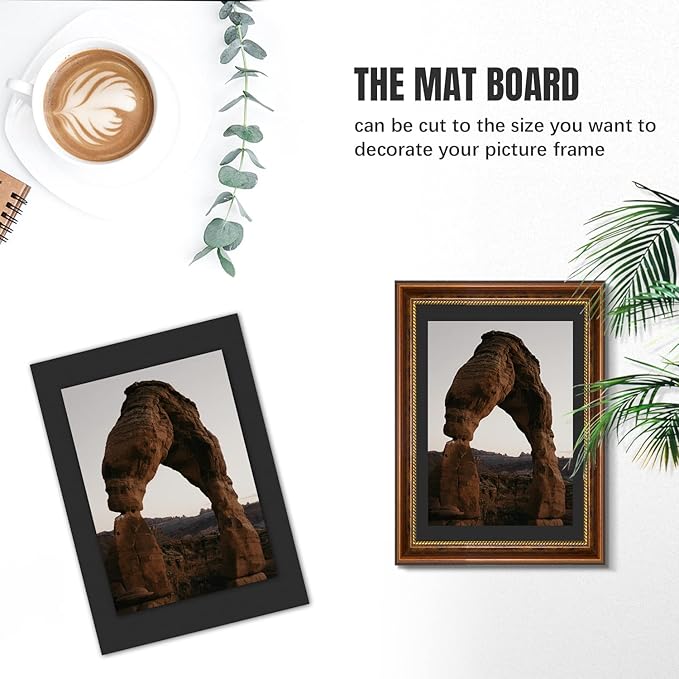 AUEAR, 15 Pack 5x7 Uncut Matte Boards Black Photo Mat Board Great for Picture Framing, Print, Artwork