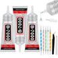 3 PCS 110ml B7000 Glue Clear with Precision Tip, B7000 Rhinestone Glue Set, Craft Glues with 5-Point Pen Tool, Crayon, and Tweezers, Fabric Glues is Used for Nails, Jewelry, Shoes, Fabrics