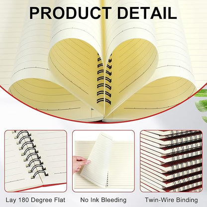Yahenda 18 Pcs Spiral Notebook Bulk A5 Journal Lined 8.3'' x 5.5'' Writing Composition Paper Small Notepad Subject Notebook for Students Office Business Back to School Supplies (Red)