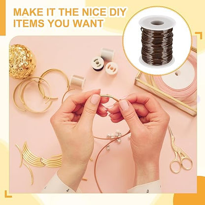 uxcell 16 Gauge / 1.5mm Anodized Aluminum Wire for Jewelry Craft Making, 102 Feet Bendable Flexible Wire for DIY Home Decor Gardening Sculpture, Bronze