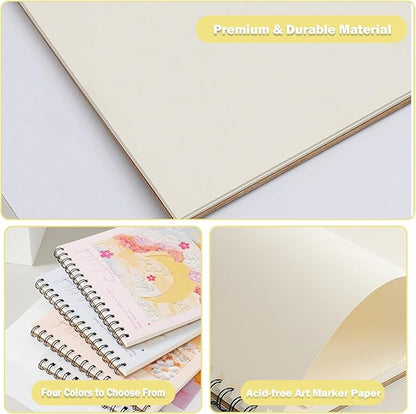 Sketch Pad 8 x 11.5, Cute Spiral Notebook - Yellow Sketch Book Spiral Bound, 45 Sheets (90 Pages) 68lb/100gsm - Sketch Pads for Drawing, Kids, Teens, Adults, Artists (Orange)