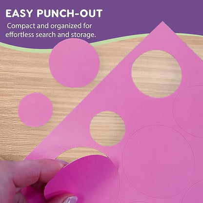 Basic Shapes 1: Circles, Triangles, Squares, Ovals, 676 Pieces US Made Card Stock Punch Out Geometric Shapes in 3 Sizes and 4 NEON Colors for Math, Pattern Play and DIY Crafting