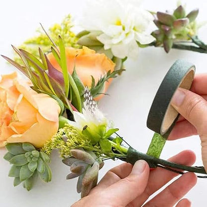 12 Rolls 1/2 Inch 30 Yard Green Floral Tape for Bouquet Stem Wrapping - Adhesive, Waterproof and Flexible (Dark Green)