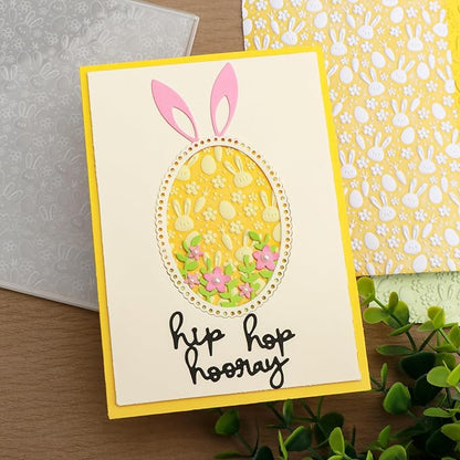 BAOFALI 3D Embossing Folder for Card Making,Easter Bunny Plastic Texture Fades Embossing Folder Template for Scrapbooking Cardstock Album DIY Decoration Paper Crafting 6.3x4.5inch