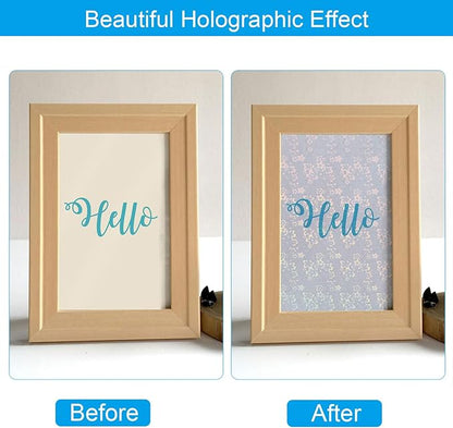 PATIKIL 11.7x8.3" Holographic Sticker Paper, 20Sheets A4 Polypropylene Self-Adhesive Transparent Waterproof Laminate Overlay Film for Photo Cards Scrapbook Decorations, Flower