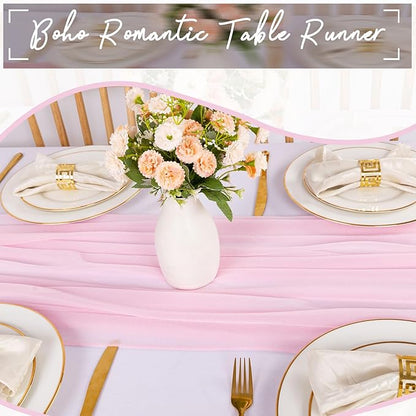 1 Pack Chiffon Table Runner Blushing Pink 12 x 120 Inches Sheer Table Runner Romantic Table Cloth for Wedding Decor 10ft Tulle Table Runner Table Decorations for Birthday Party