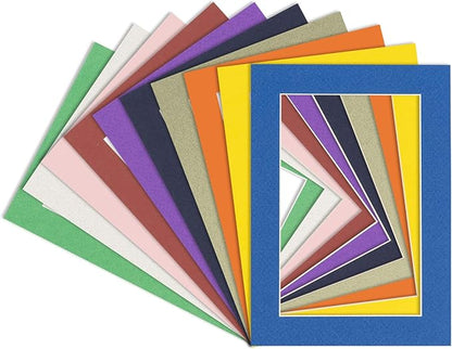 6x8 Mat for 8x10 Frame - Precut Mat Board Acid-Free Mixed Colors 6x8 Photo Matte Made to Fit a 8x10 Picture Frame, Premium Matboard for Family Photos, Show Kits, Art, Picture Framing, Pack of 25 Mats