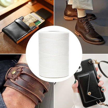 Waxed Thread,852Yds 150D 0.8mm Flat Polyester Wax Thread for Hand Sewing Leather Craft DIY Projects Shoes Repair Book Binding(Black)