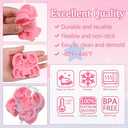 1 Pcs Cute Crab Chocolate Silicone Mold, Ocean Theme Cake Decoration Fondant Mold, for Summer Party Cupcake Toppers Cookies Candy Chocolate Gum Resin Modeling Clay Plaster Soap Reusable