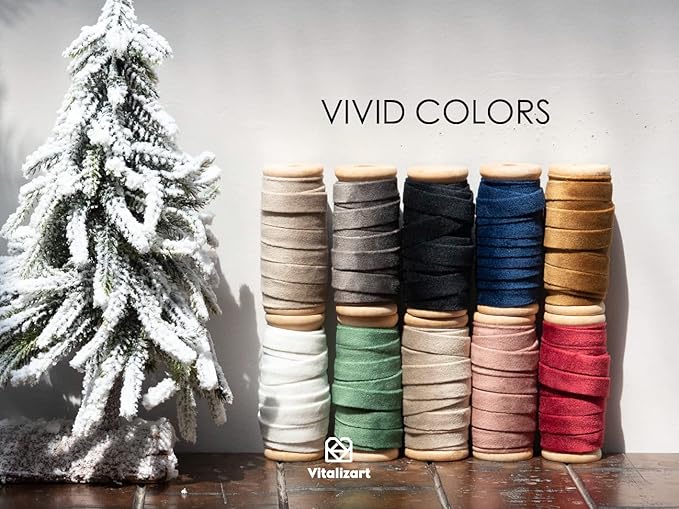 Vitalizart Terracotta Velvet Ribbon Set 3/8" x 15 Yd Fall Ribbon Fabric Trim 3 Rolls * 5 Yd for Christmas Wreath Decoration Handmade Craft Ornaments Gift Wrapping & Bow Making