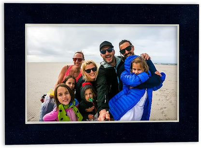 Pack of Ten Acid Free 11x14 Mats Bevel Cut for 8.5x11 Photos - Navy Suede Precut Matboards With Backing Boards and Self Seal Photo Mat Bags For Pictures, Photos, Framing - 4-ply Thickness