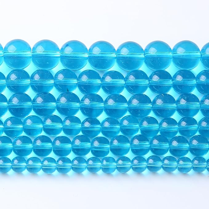 60pcs 6mm Topaz Blue Crystal Glass Beads Round Loose Spacer for Jewelry Making DIY Bracelet Necklace Healing Power Stone (Blue Crystal Glass, 6mm)