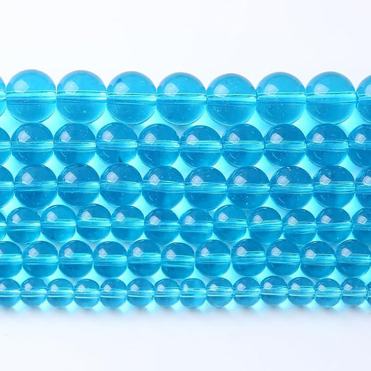 60pcs 6mm Topaz Blue Crystal Glass Beads Round Loose Spacer for Jewelry Making DIY Bracelet Necklace Healing Power Stone (Blue Crystal Glass, 6mm)