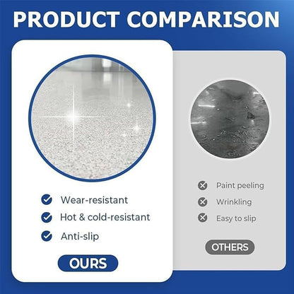 Epoxy Floor Paint, Epoxy Colored Sand Floor Paint, High-Gloss Marble Effect Self-Leveling Coating, Waterproof, Non-Slip, Ultra-Durable for Garage, Basement, Wood Floors (White Heather Gray,11 lb)