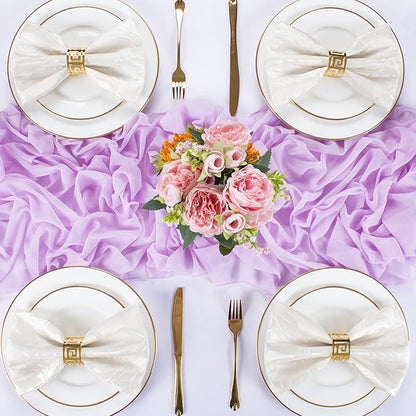 Lavender Chiffon Table Runner 30 x 120 Inches Romantic Sheer Fabric for Wedding Decorations, 10ft Baby Shower and Birthday Party Cake Table Decorations