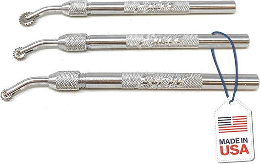 Excel Blades Pounce Wheel Set – Stainless Steel Fabric Tracing, Perforating, Cutting, Sewing, Quilting & Embossing Tool – Set of 3 Assorted Sizes – Made in USA