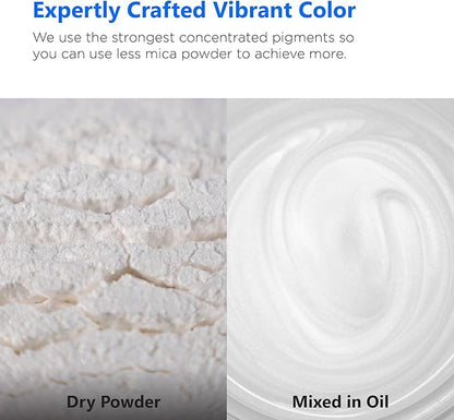Rolio Premium Mica Powder - Noble White (50G / 1.76oz) - 1 Jar of White Pigment Powder for Epoxy Resin, Dye, Soap Making, Nail Polish, Paint, Candle Making, Bath Bombs, Slime
