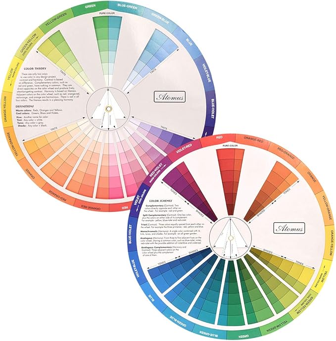 Creative Color Wheel, Paint Mixing Learning Guide Art Class Teaching Tool for Makeup Blending Board Chart Color Mixed Guide Mix Colours (9.25inch)