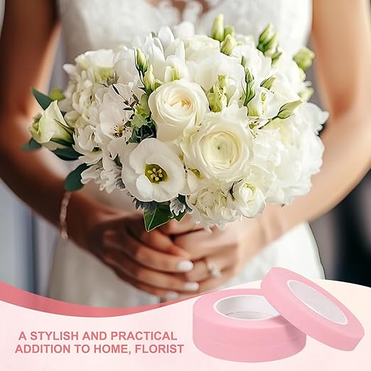 MECCANIXITY 3 Rolls Floral Tapes, 30 Yard x 1/16 in Florist Crepe Flowers Bouquets Tape Adhesive Waterproof for Flower Arranging Wrapping, Pink