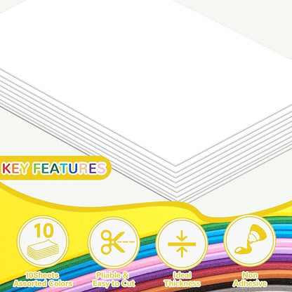 10 Pack Foam Sheets Craft 8 x 12 inch, Eva Color Foam Paper for Art Crafts Projects, Classrooms Scrapbook Gift DIY Cutters Card Party Decoration (White)