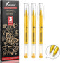 0.8mm Gold Gel Pens 3-Pack – Extra Fine Point Opaque Ink for Black Paper Drawing, Sketching, Bullet Journaling & Holiday Card Design