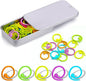 Jmuiiu Metal Stitch Markers, 50Pcs Spiral Metal Colorful Crochet Stitch Markers, Crochet Marker Ring for Knitting Crocheting Clothing Tag DIY Craft Project with Storage Box