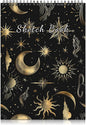 Deokke Sketchbook Top Spiral Bound Sketch Pad, 9 x 12 inch,100GSM Thick Paper,50 Sheets 100 Pages,Art Sketch Book Aesthetic Cute Drawing Writing Paper for Girls Women-Sun Moon