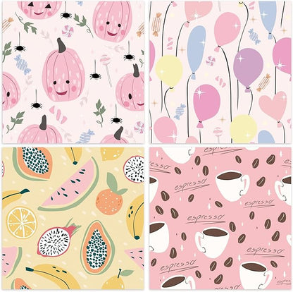 24 Sheets 12 Designs Scrapbook Paper Pad,6"×6” Single-Sided Decopodge Craft Cardstock Paper,Christmas Scrapbooking DIY Decorative Background Cardmaking Supplies.Cartoon