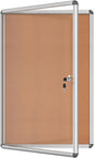 36"x24" Enclosed Bulletin Board, Lockable Weather-Resistant Aluminum Cork Noticeboard for School & Office, Silver Frame w/Cork