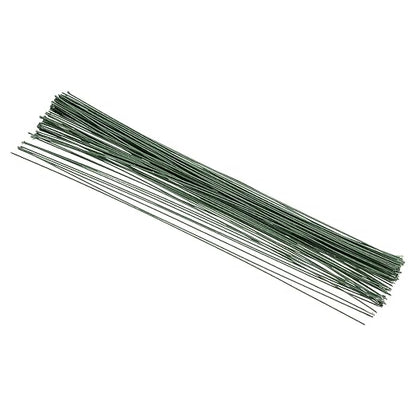 PATIKIL 18 Gauge 16" Floral Stem Wire, 100 Pcs Paper Wrapped Iron Artificial Flower Stem Accessories for DIY Bouquet Stem and Craft Decoration, Dark Green