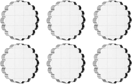PATIKIL 1.6" Acrylic Stamp Block, 6Pcs Clear Stamping Block with Grid Lines Decorative Mounting Blocks Round for Scrapbooking DIY Crafts Card Making