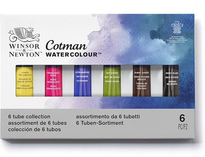 Winsor & Newton Cotman Watercolor Paint Set, 6 Colors, 8ml (0.27-oz) Tubes