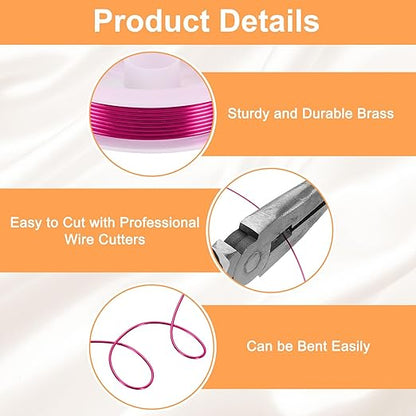 HARFINGTON 5ft Jewelry Wire, 18 Gauge (1mm) Brass Craft Soft Metal Tarnish Resistant Copper Beading Wire for Jewelry Making Supplies Crafting, Rose Red