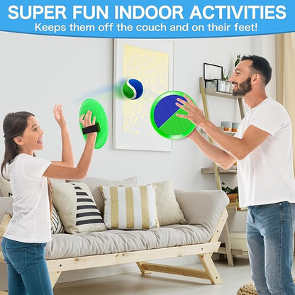 Ball Catch Game, Kids Toss Game for Ages 3 4 5 6 7 8-12 Year Old Boy Girl, Catching Balls Set with 2 Ball Paddles for Outdoor Yard Game, Pool or Beach Toys for Birthday Gifts Easter Basket Stuffers