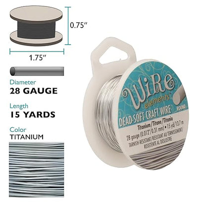 The Beadsmith Wire Elements Craft Wire – Tarnish Resistant, Soft Temper, Round, Titanium Color – 0.32mm, 28 Gauge, 15 Yard Spools – Jewelry Making, Wire Wrapping, & Other DIY Crafts