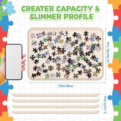 8 Pcs 15'' x 10.5' Extra Large Puzzle Sorting Trays Stackable Puzzle Trays for Sorting Piece Sorter Jigsaw Storage Accessory for 2000/3000/5000/6000 Pieces(Beige)