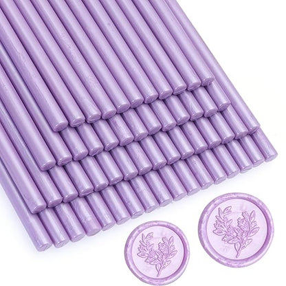 52pcs Lilac Purple Wax Sealing Sticks, Andotopee Glue Gun Wax Seal Sticks for Wax Seal Stamp, Premium Sealing Wax for Envelope Seal Wedding Invitation Craft Adhesive, Great Gift Ideas (Mini Size)