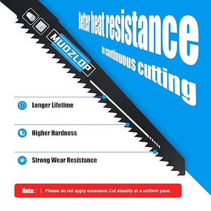 10 Pack 12 inch Reciprocating Saw Blades Set,5 TPI High Carbon Saw Blades,Woodcutting Saw Blades with Organizer Case (10, 5TPI/300mm)