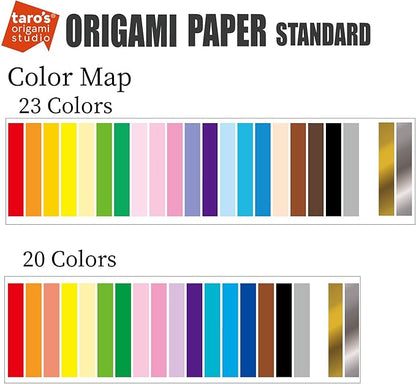 [Taro's Origami Studio] Standard 6 Inch One Sided 20 Colors 65 Sheets Square Easy Fold Premium Japanese Paper for Beginner (Gold and Silver Included) Made in Japan
