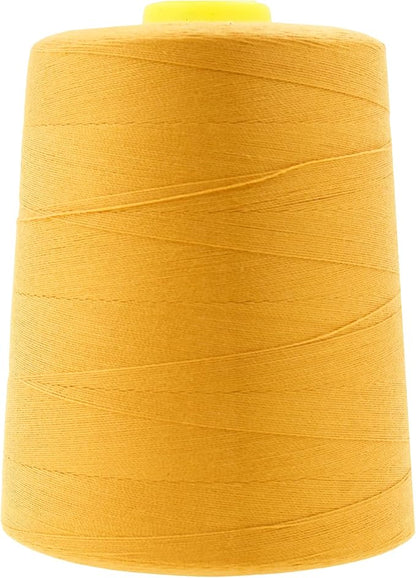 Mandala Crafts 4 Pack of Serger Threads Cones Spools - 20S/2 24000 Yards Polyester Mustard Yellow Threads for Sergers Machine and Overlock Quilting Sewing Machine