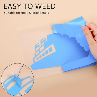 RENLITONG Sky Blue Iron on Vinyl 12Inch by 50ft Roll HTV Heat Transfer Vinyl for T-Shirt HTV Rolls for All Cutter Machine - Easy to Cut & Weed for Heat Transfer Design