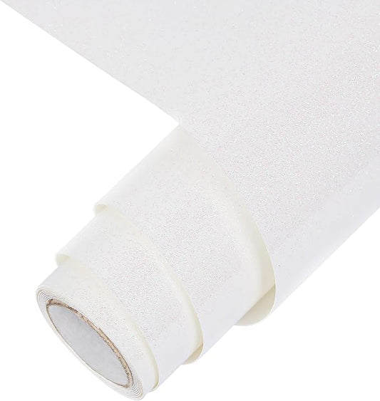 TORC Iridescent White HTV Heat Transfer Vinyl Roll 12 in x 5 ft Sparkly Rainbow White Iron-on Transfer for T-Shirts